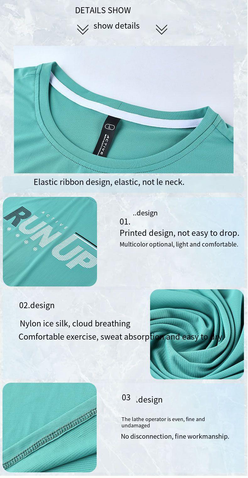 New Fashion Casual Printed Short Sleeve Men’s Round Neck Quick Drying Sports Top