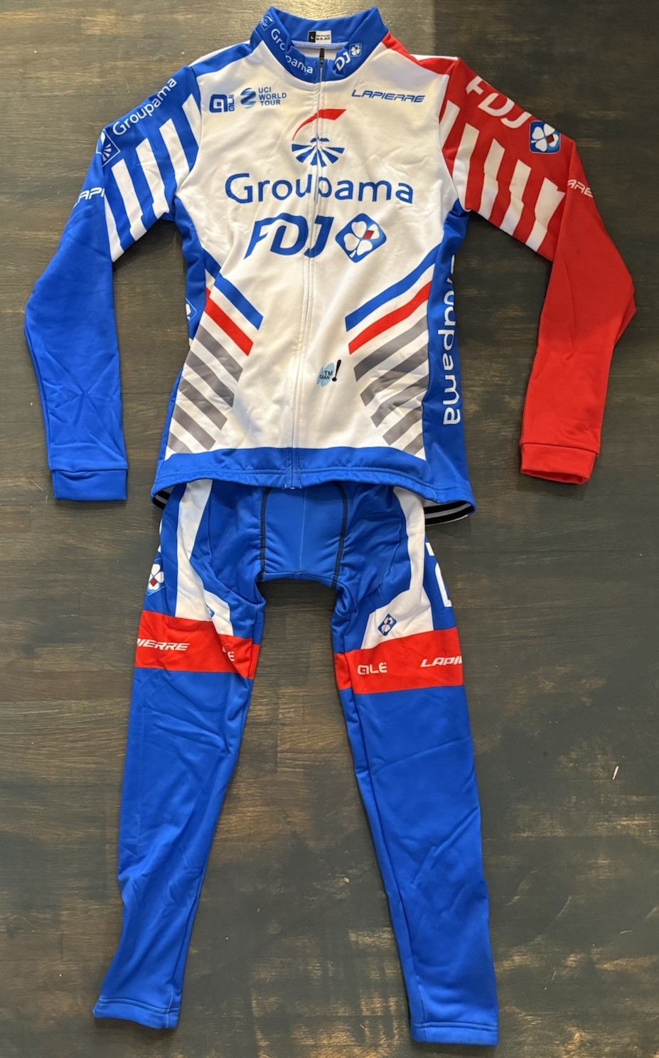 NWT- FDJ Groupama Cycling Jersey And Bibs Set- Cold Weather L ( See Desc.)