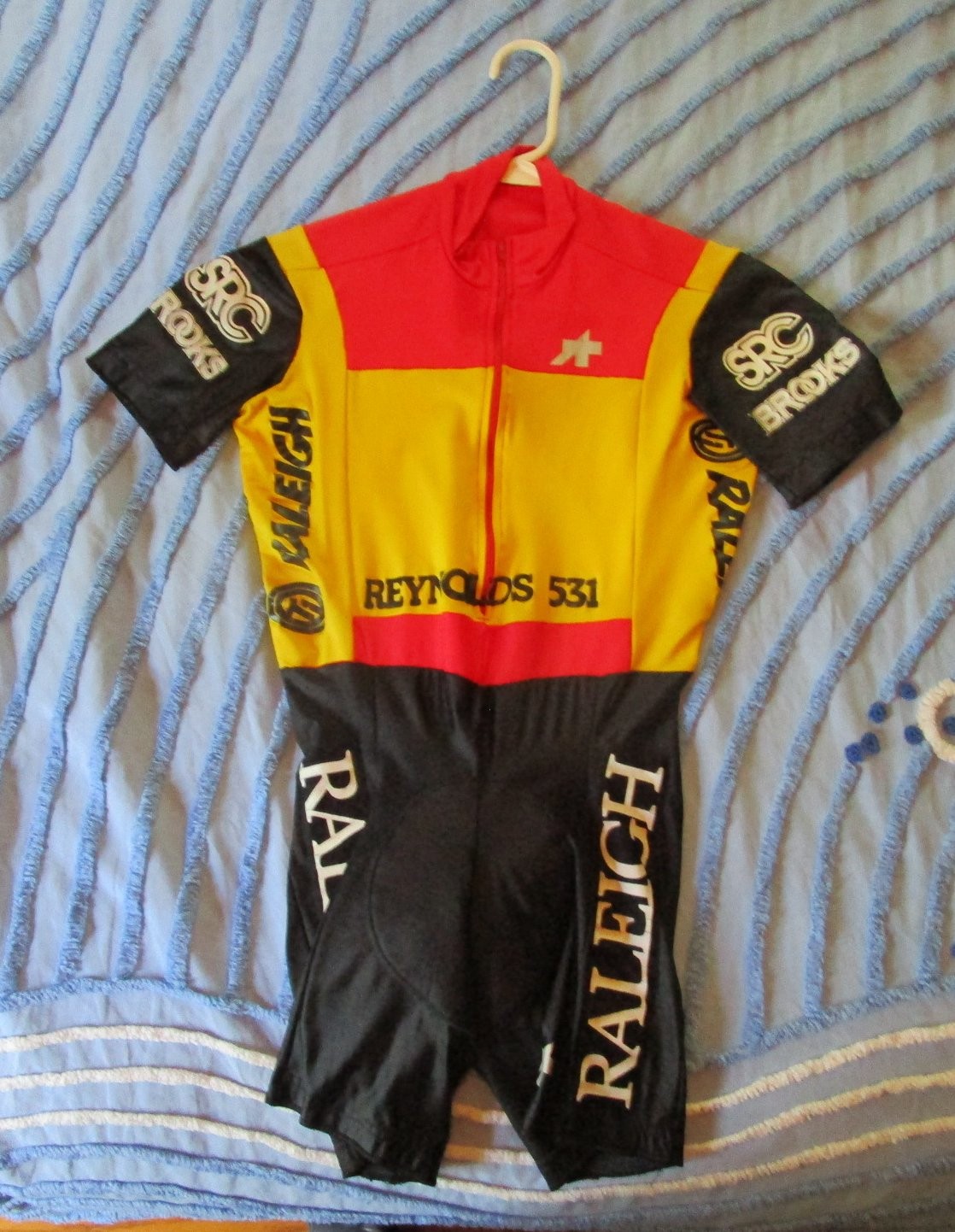 Cycling skinsuit SRC Skunk River Cyclists Michaels Cyclery Raleigh size S vintag
