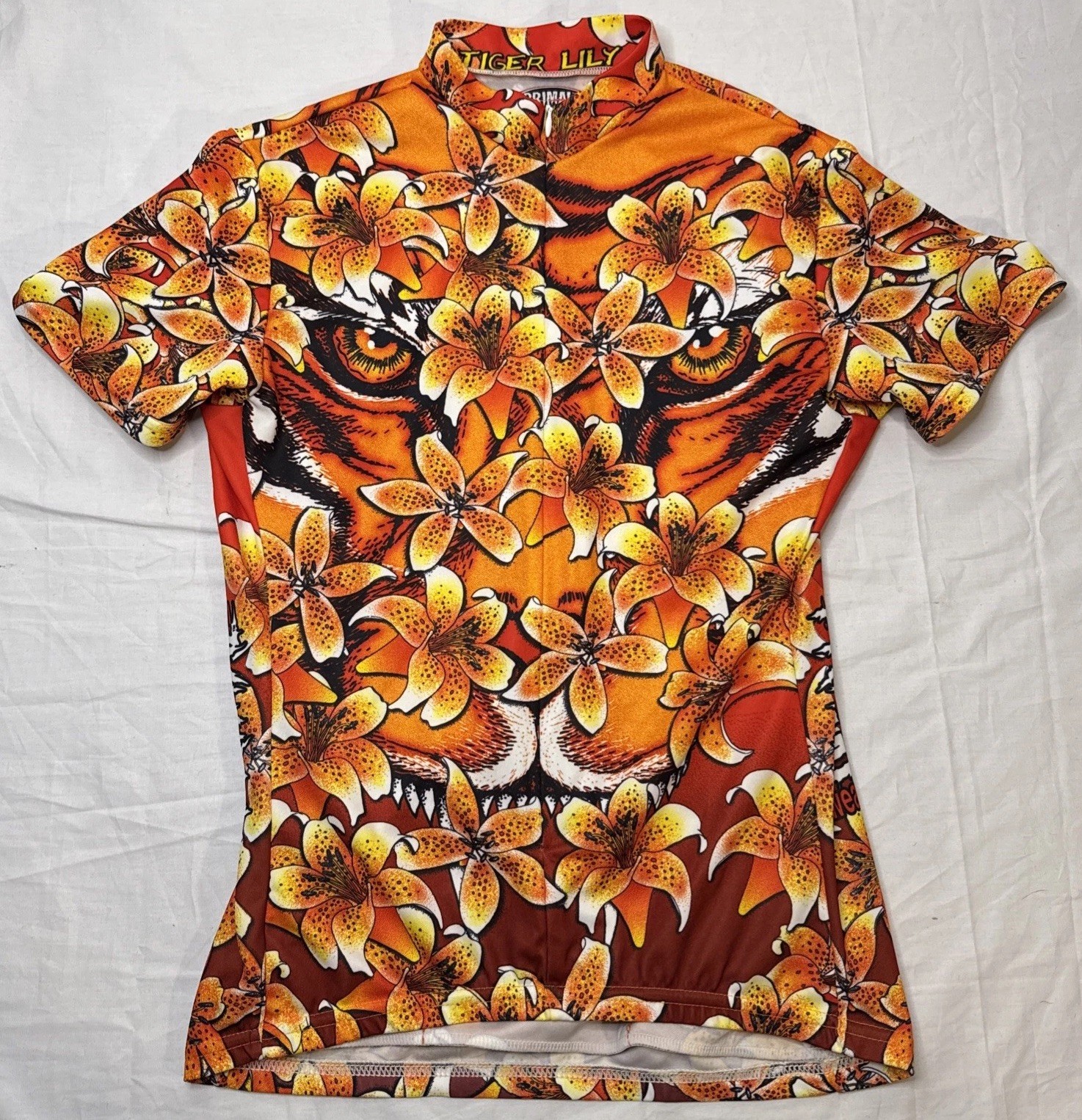 Primal Wear Cycling Jersey Women’s Medium Tiger Lily AOP 100% Coolmax DK700X