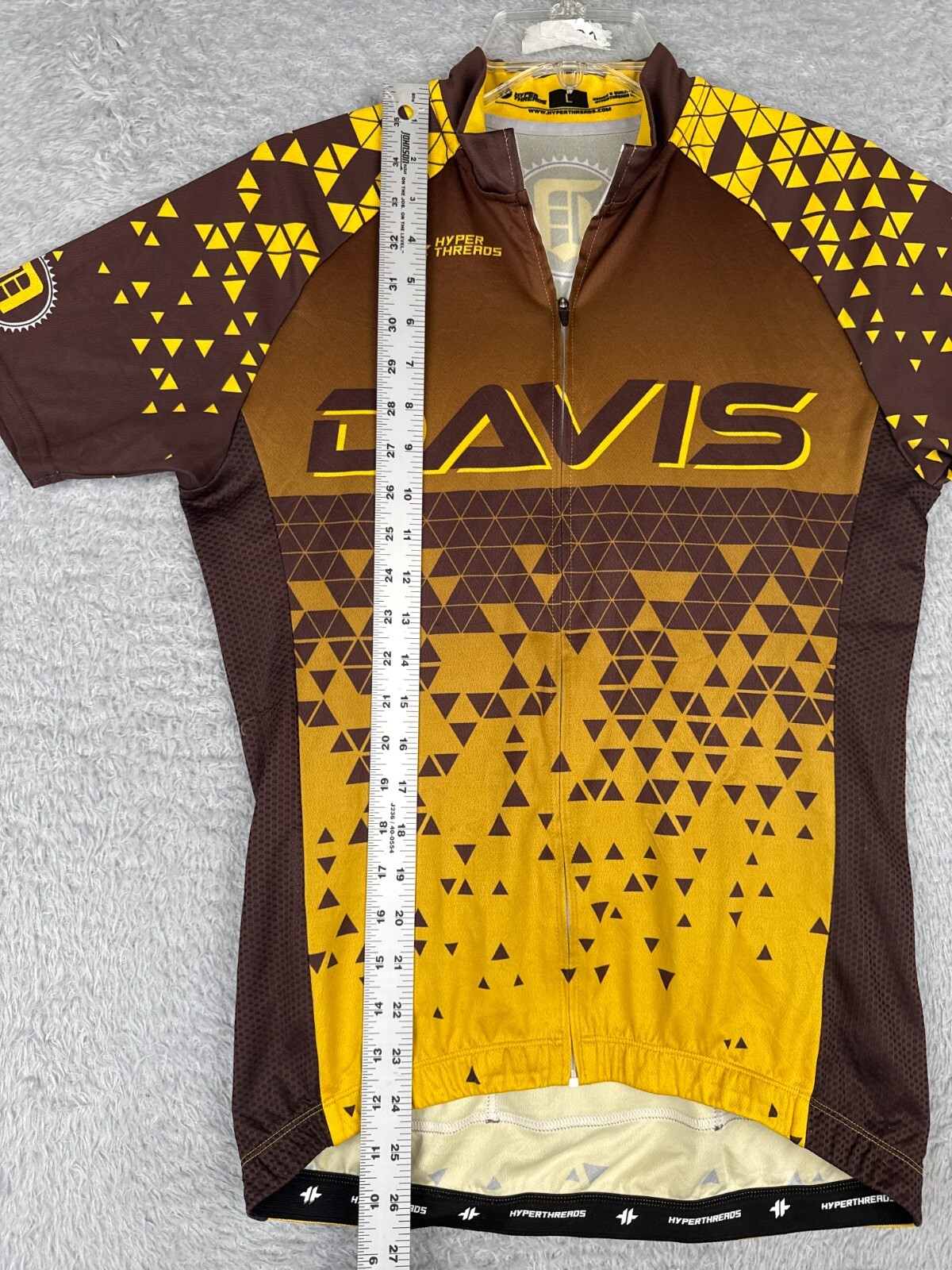 Hyperthreads Cycling Jersey Women Large Brown Yellow Davis Full ZIp Polyester