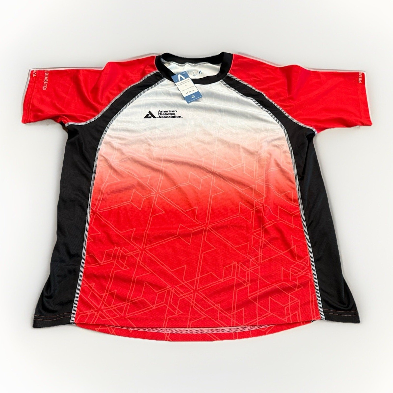 Primal Cycling Mens Red American Diabetes Association Jersey Size L Large NWT