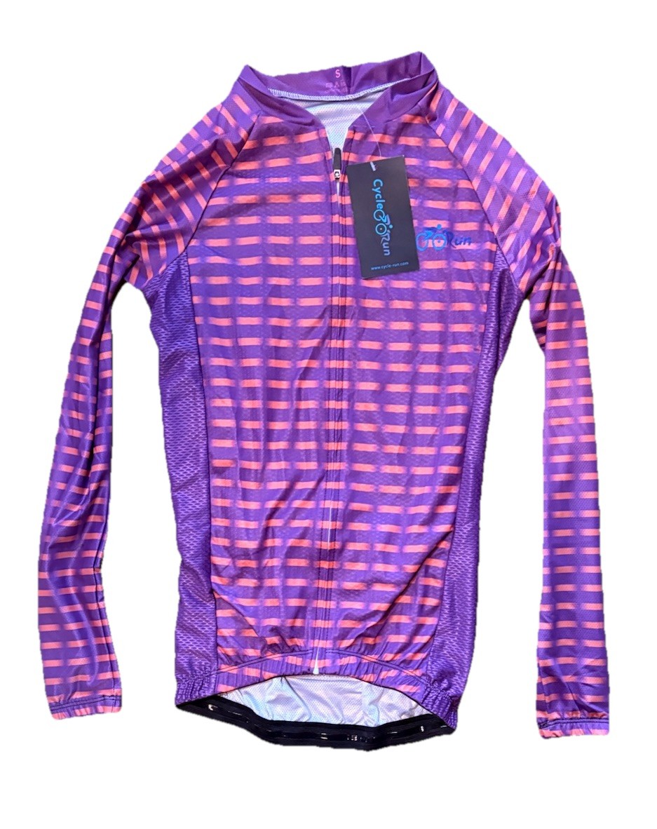 Cycle-Run Purple Orange Full Zip Long Sleeve 100% Polyester Shirt XS New