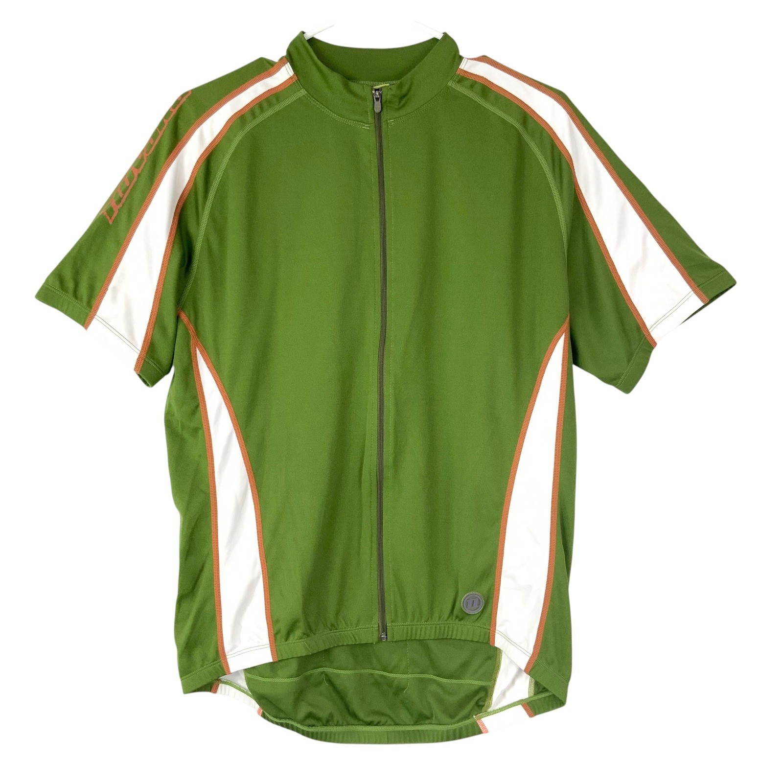 Novara REI Mens Green Cycling Jersey Large Full Zip Short Sleeve Pockets Bike