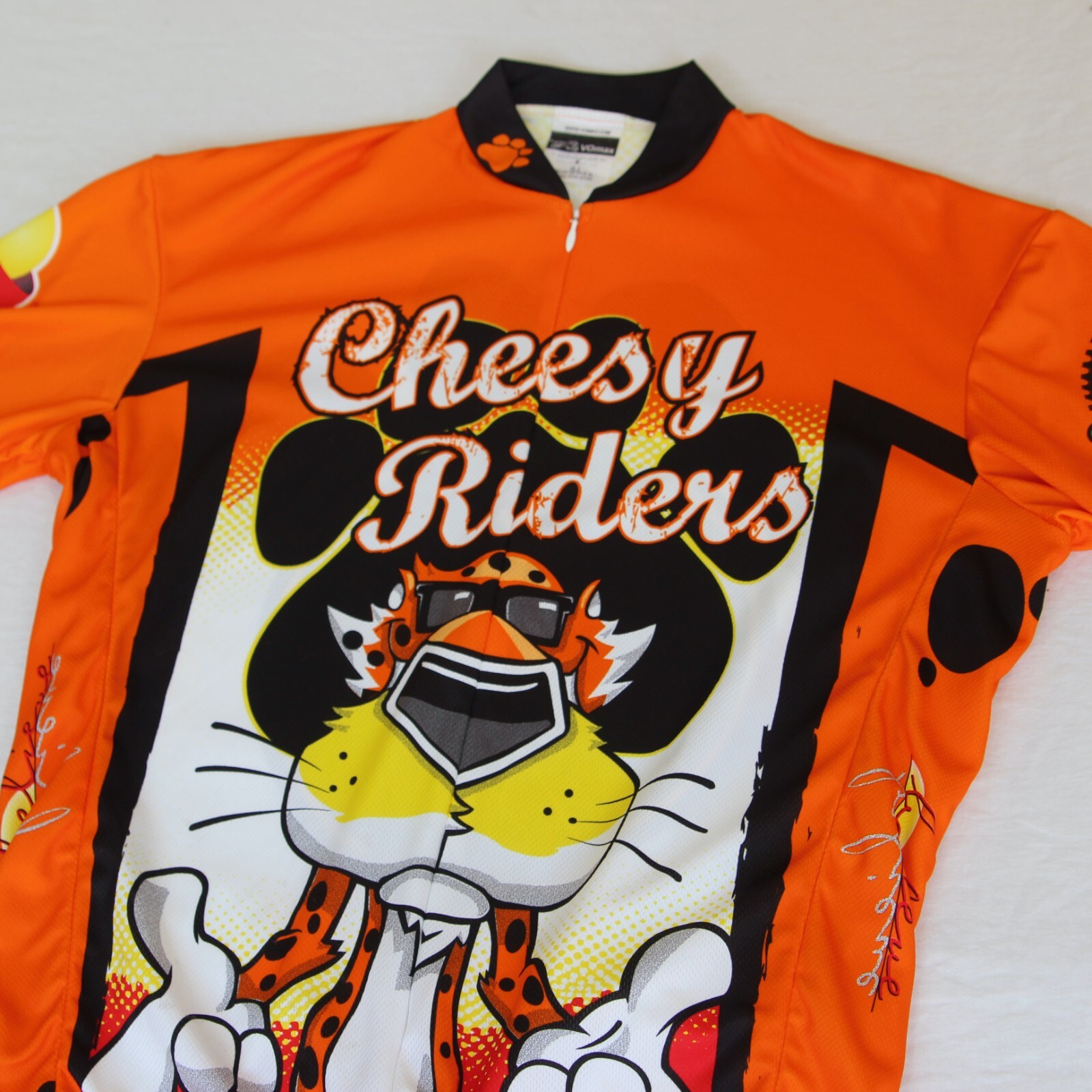 VOmax Cheesy Riders Bicycle Jersey Mens L Chester Cheetah Cheetohs MS 150 Tour