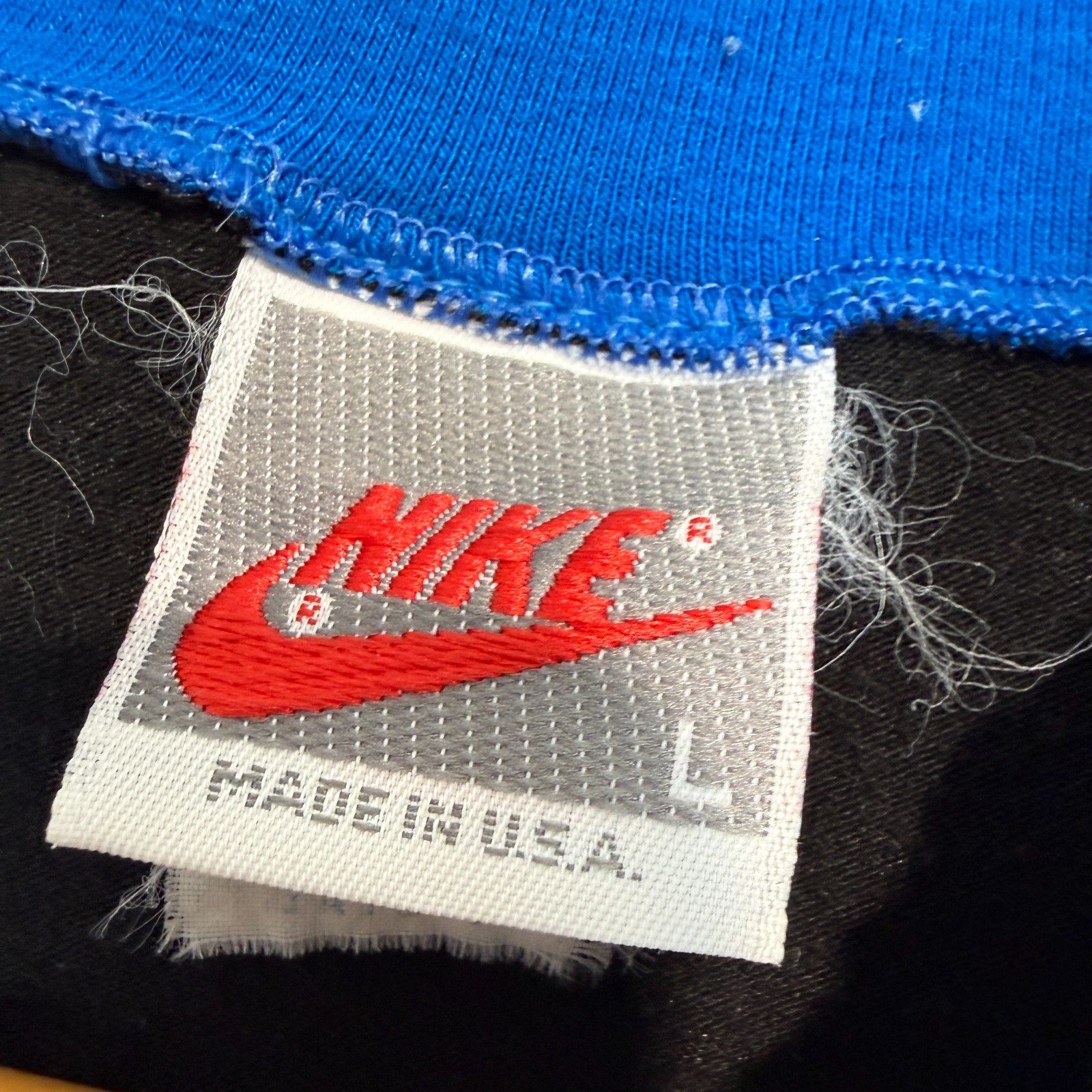 Vintage Nike Cycling Shirt Mens Large 80s 90s Side Zip Blue Black Pockets USA