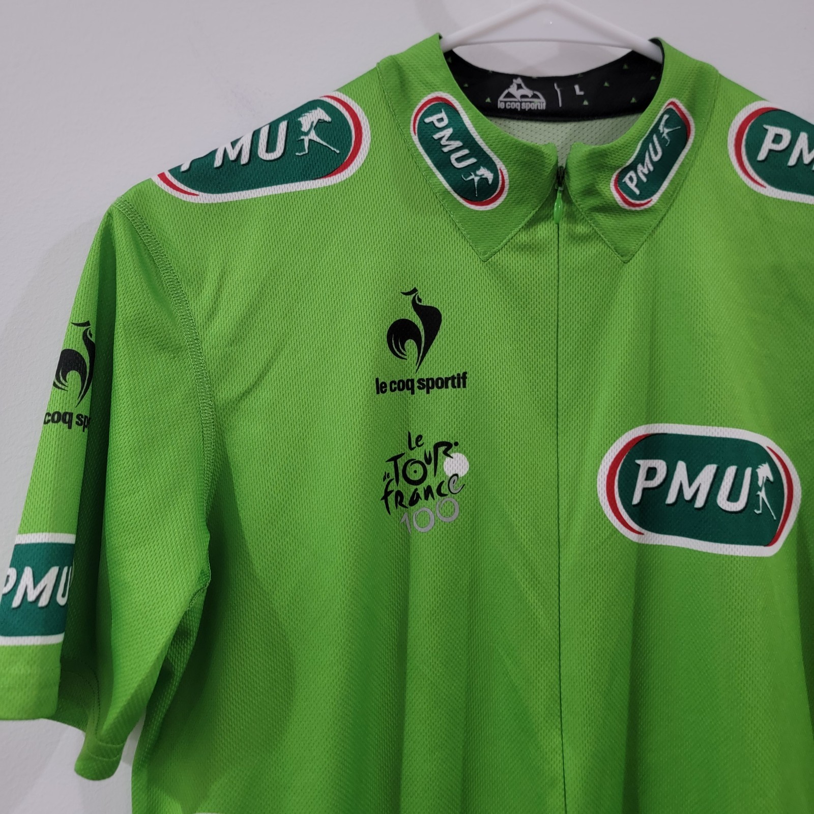 Le Coq Sportif Cycling Jersey Size Large Le Tour France 100 Green Maillot Vert
