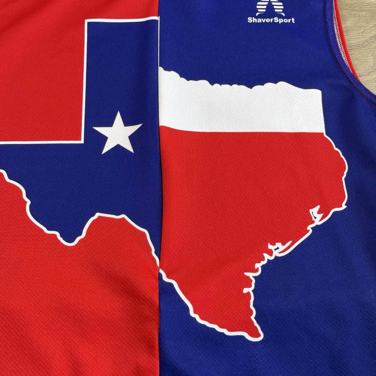 Shaver Sport Cycling Shirt Adult Meduim Mocropelle Texas Red Blue Lone Star