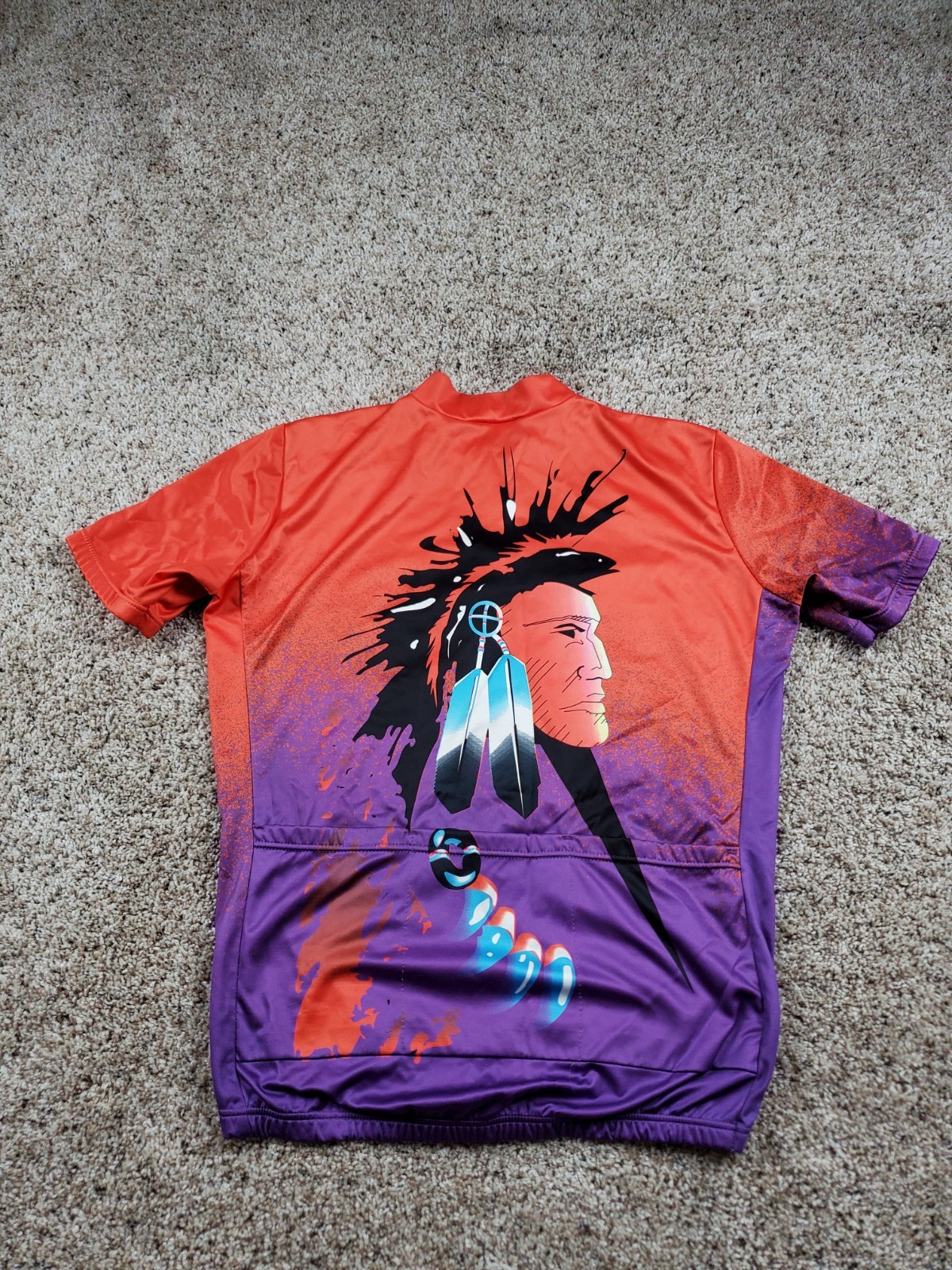 Vintage Giordana Cycling Jersey Large Mens Native American Claw Chieftain Italy