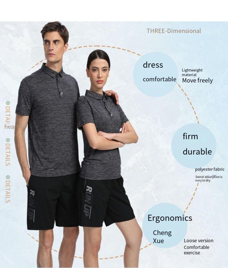 Men’s Sports Shirt Reflective Stripes Quick Dry Collar Various Colors Clothes