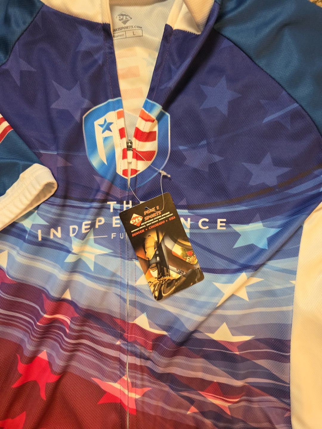 PEAK 1 Sports The Independence Fund MILITARY Cyclist Jersey Woman’s Size LARGE