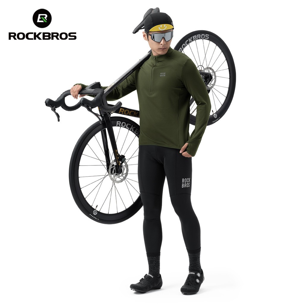 ROCKBROS Spring Autumn Cycling Jersey Windproof Fleece Long Sleeve Bike Shirt