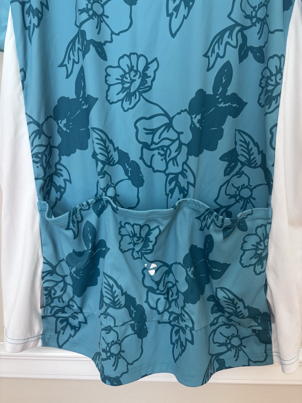 Bontrager Womens Size XL Solstice Cycling Jersey Shirt Blue White Floral 1/4 Zip