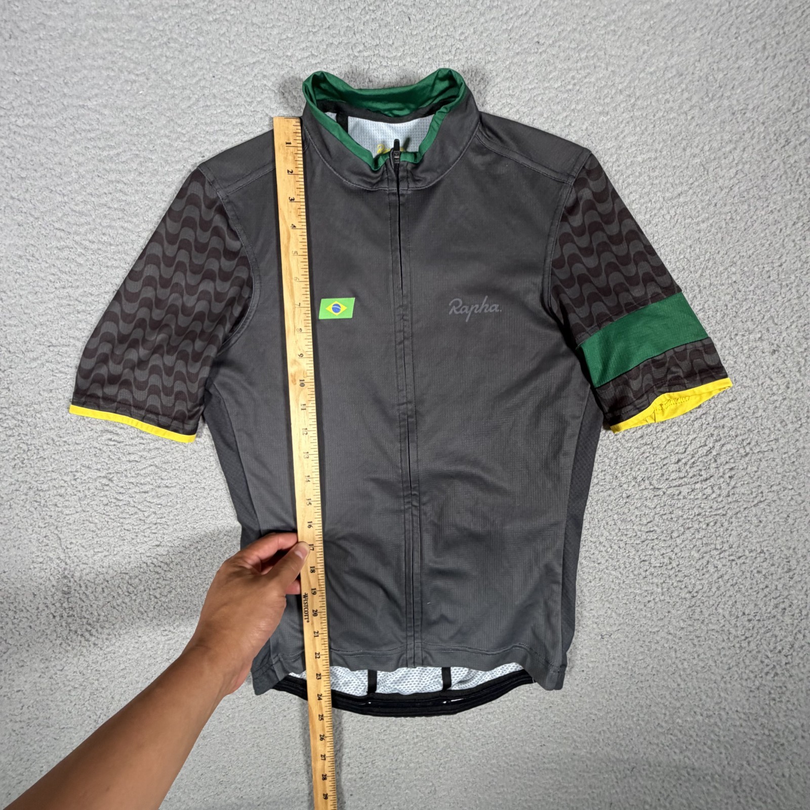 Rapha Cycling Jersey Mens Medium Black Country Lightweight Stretch Brazil Logo