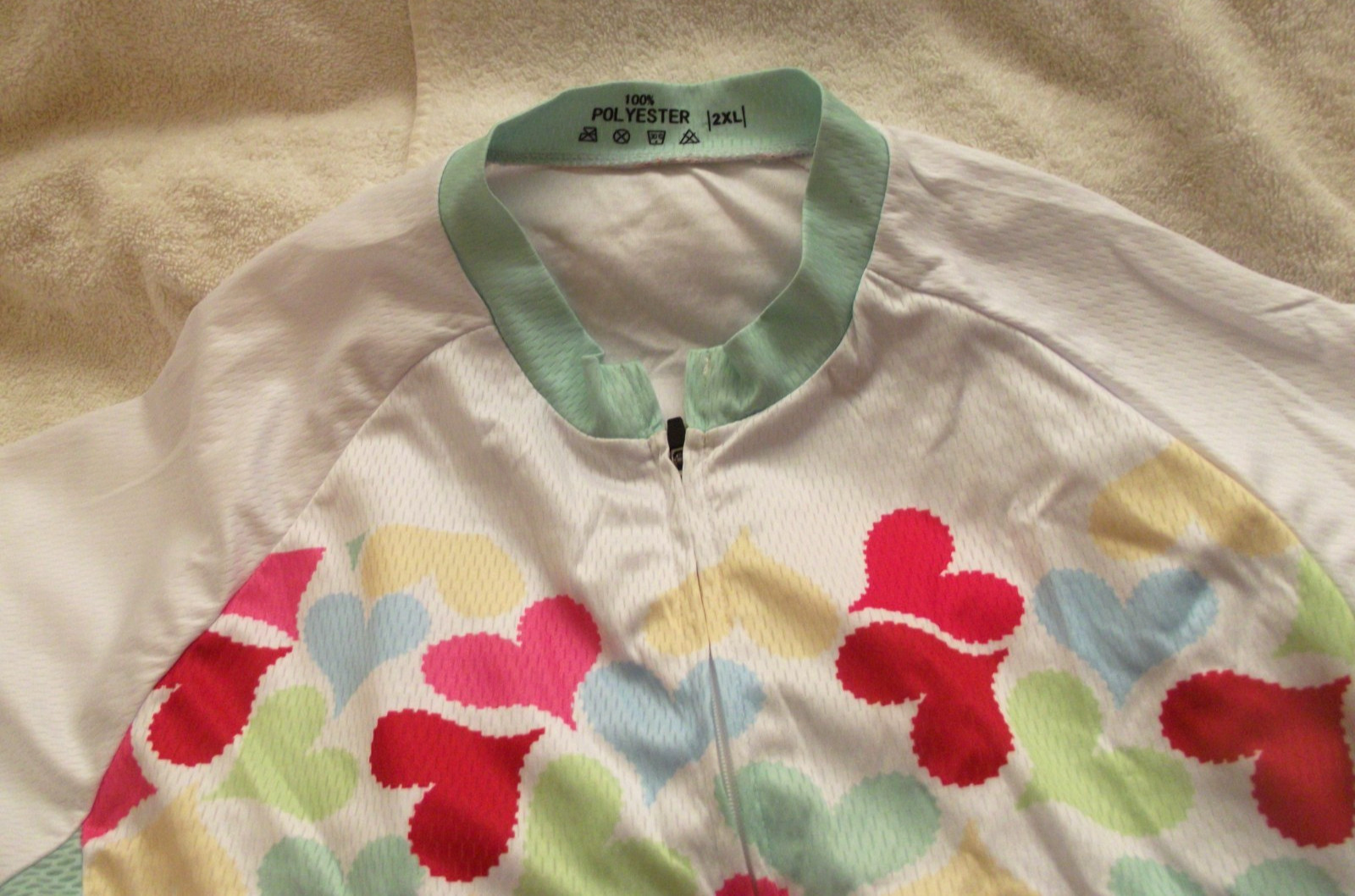 2XL Unbranded Full Zip White/Pale Green Cycling Jersey Cycles Women Al
