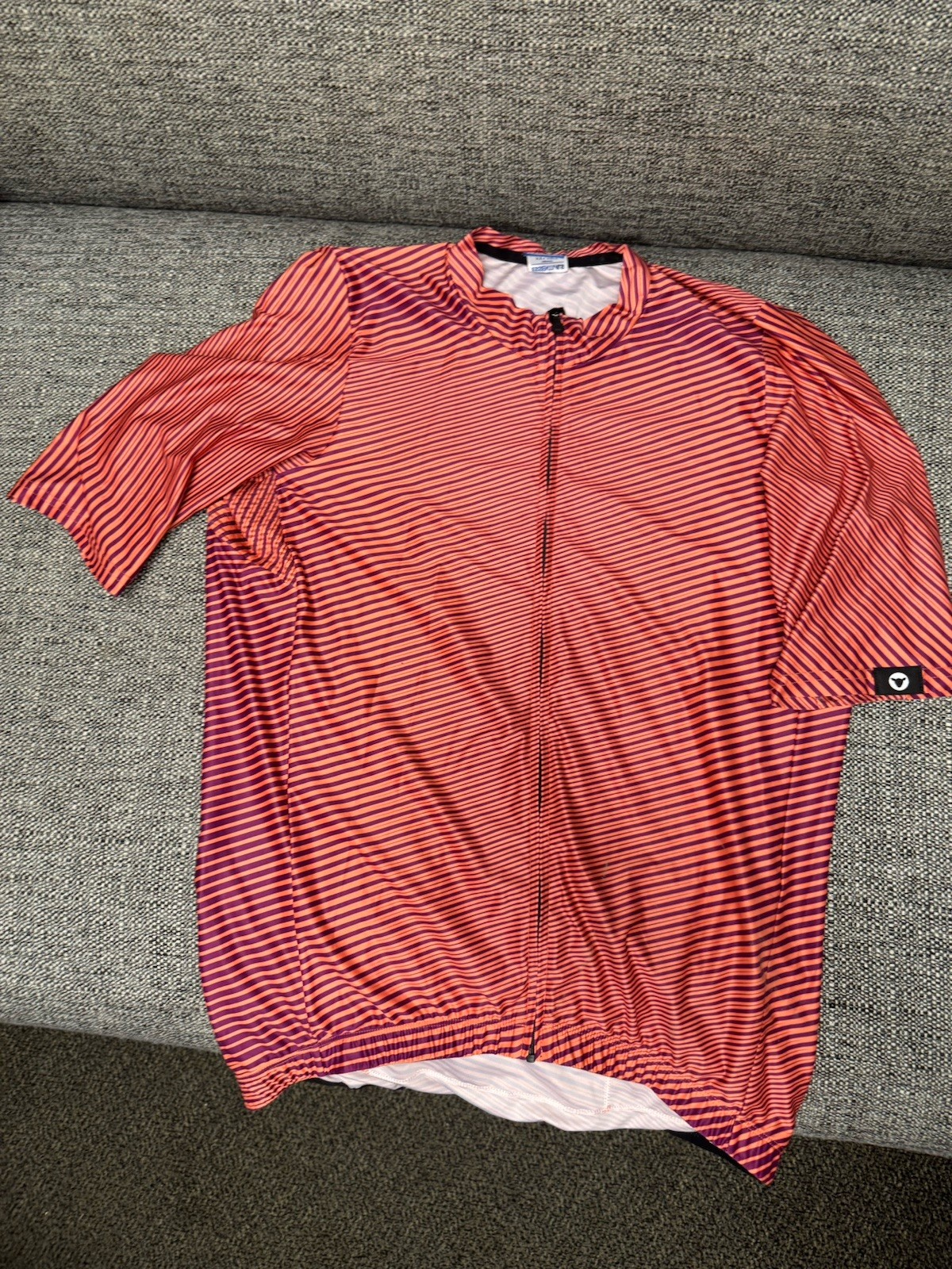 Black Sheep Cycling Essentials Men’s XXL Orange Purple Striped Full Zip Jersey