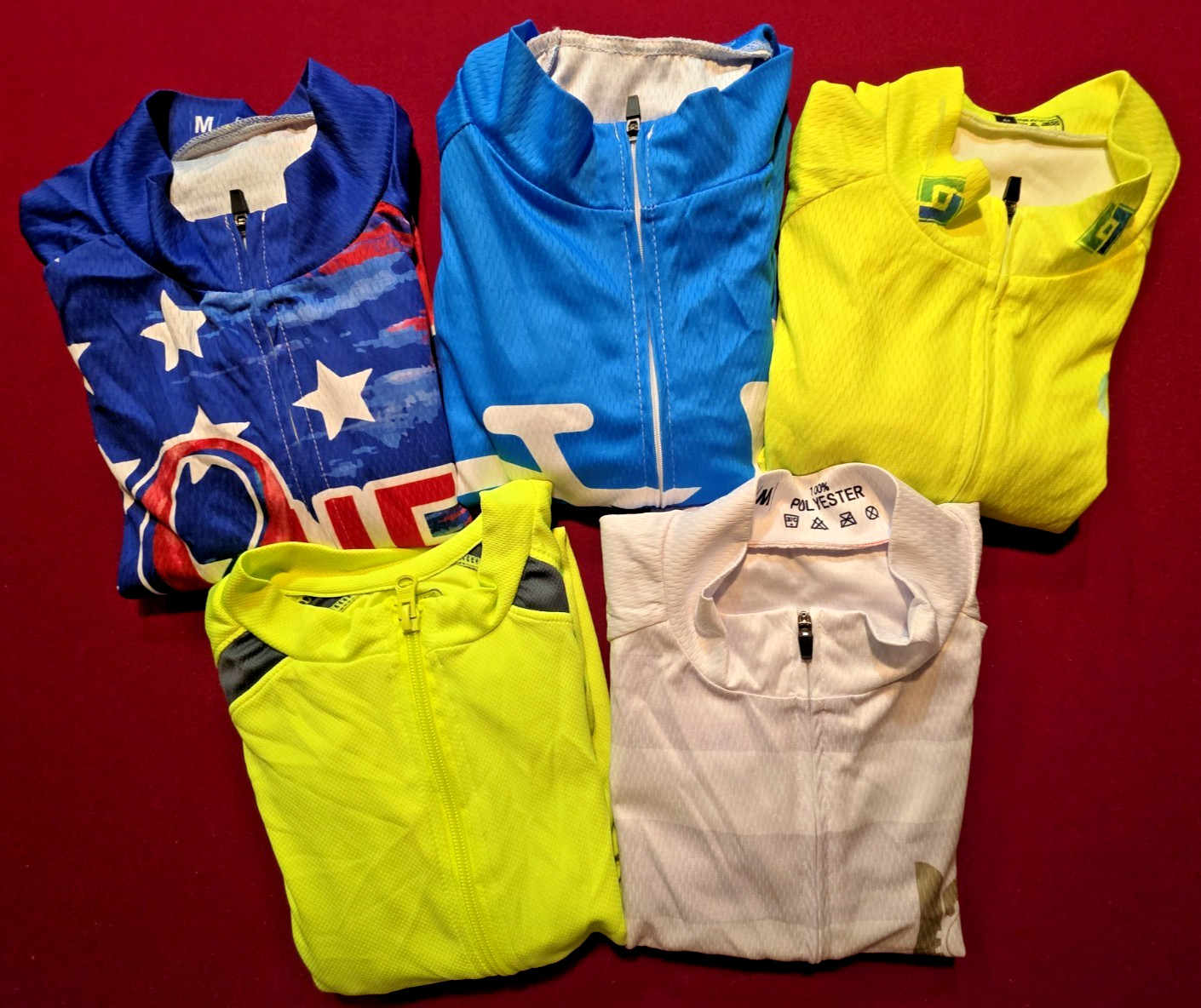 X5 Lot MEN’S FULL ZIP Bicycle Cycling MED Bike Jerseys Jersey SailSun BB Fiolla