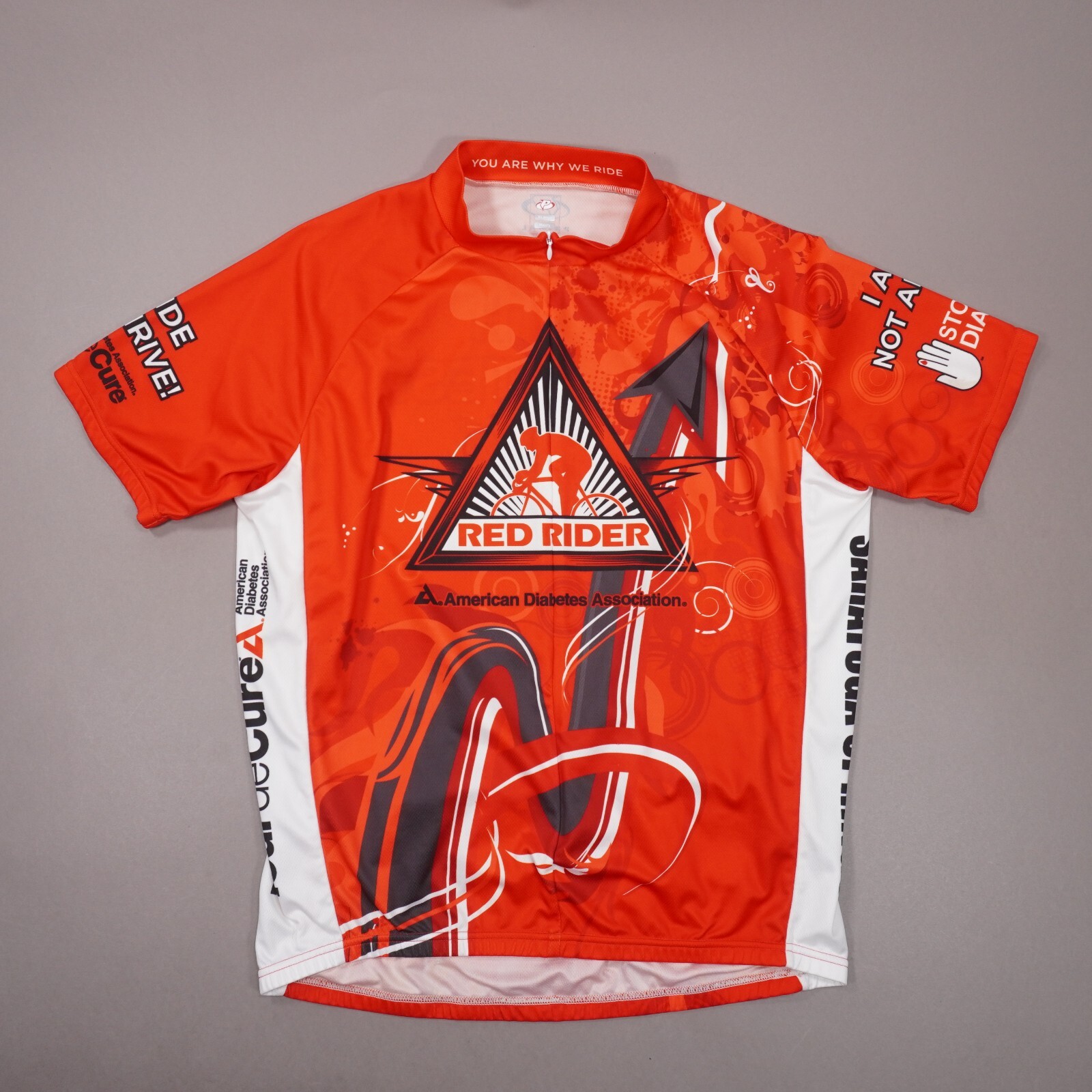 Primal Red Rider American Diabetes Association Cycling Jersey Mens XL ¾ Zip EUC