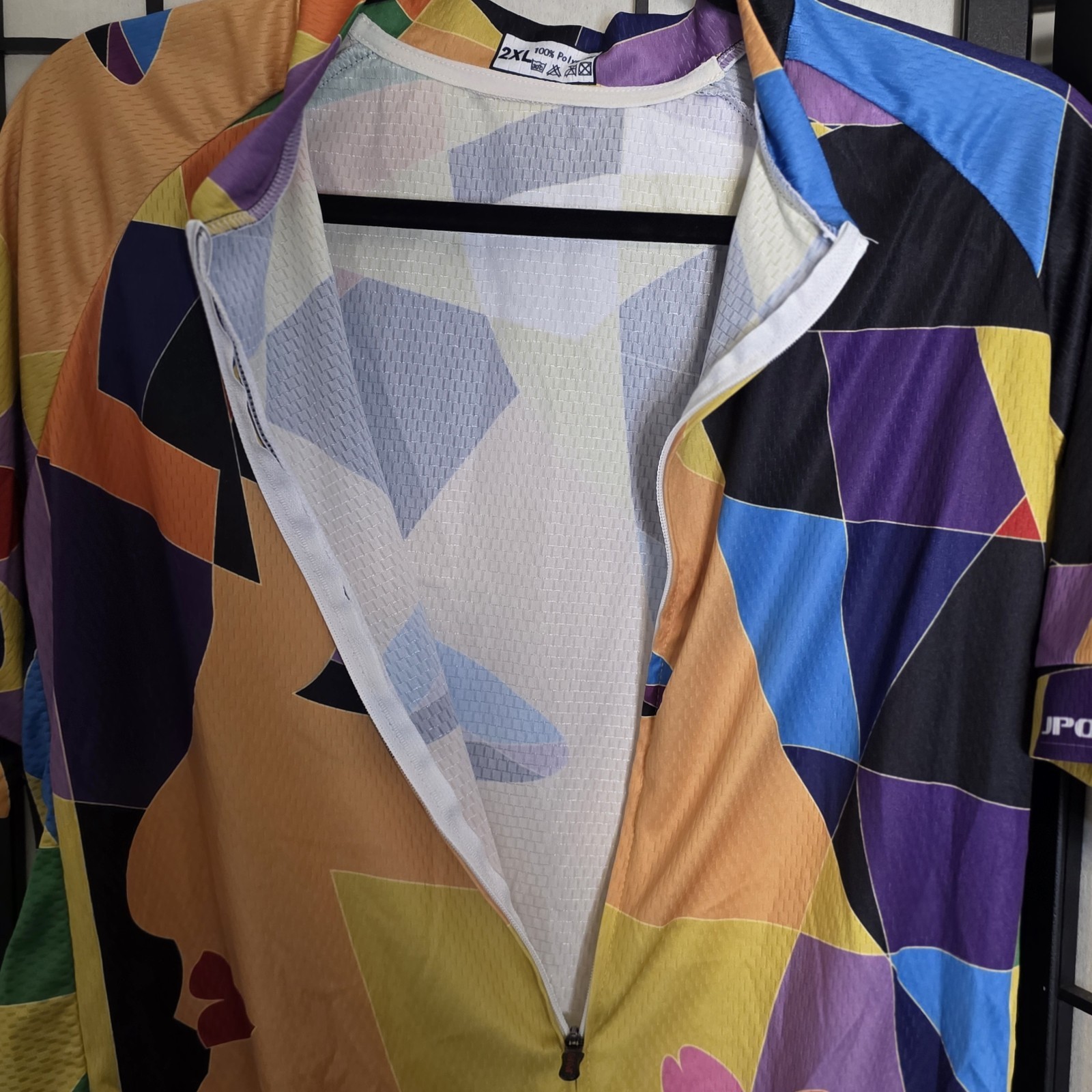 JPO_JPO Cycling Jersey 2XL Full Zip Pockets Mesh 100% Polyester Multicolor
