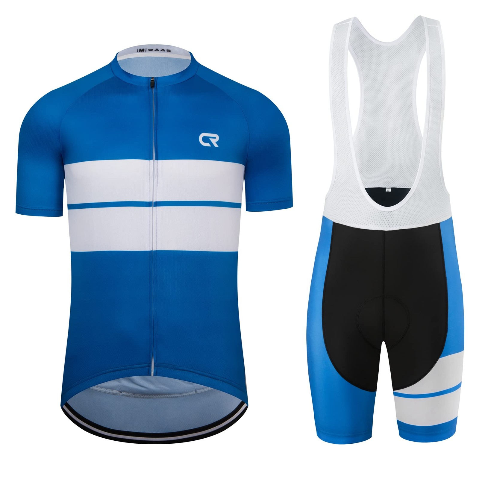 CR Men’s Cycling Jersey Set Road Bike Jersey Zipper Pocket Short Sleeves Cycl…