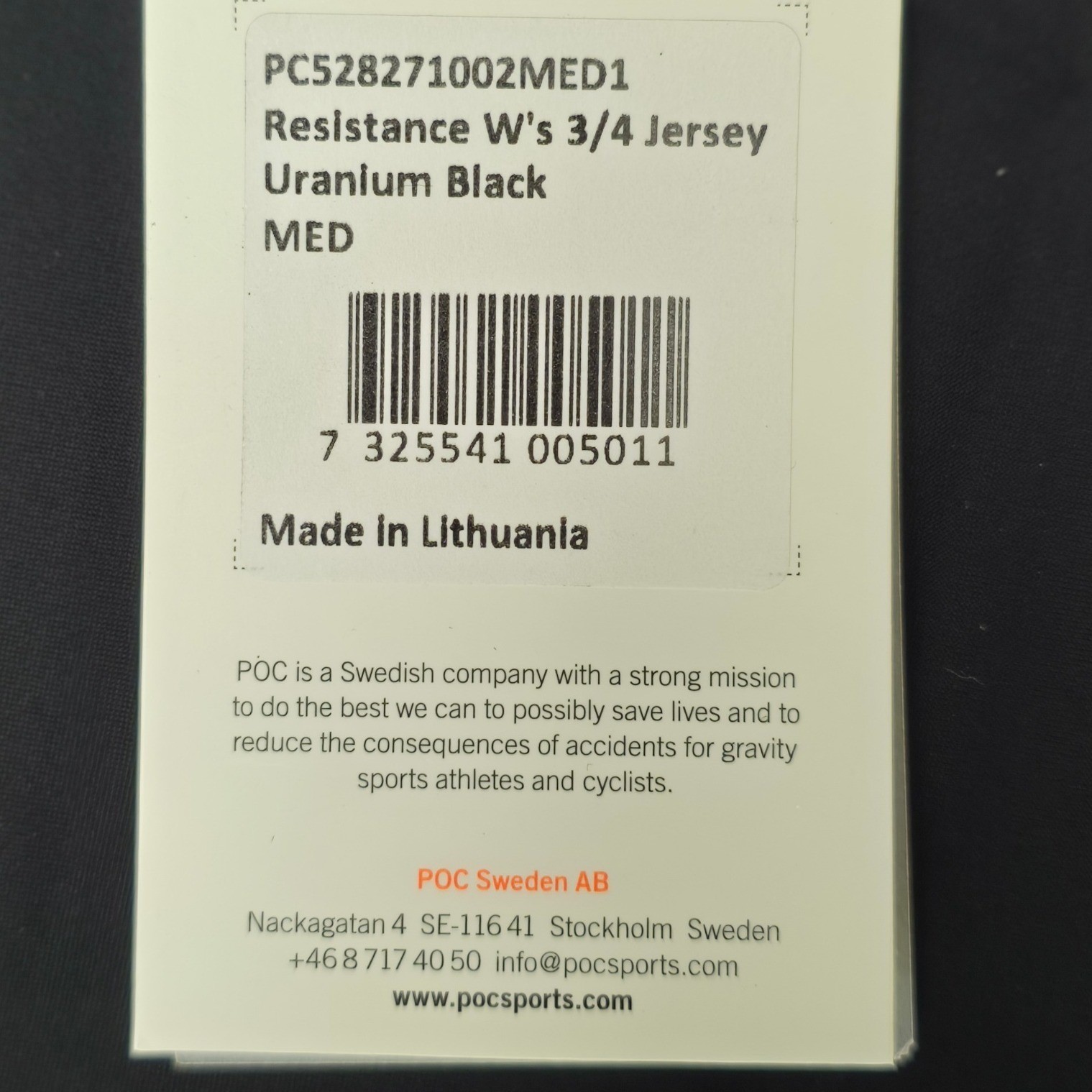 POC Resistance 3/4 Mountain Bike Jersey Womens Medium Black Downhill Cycling NWT