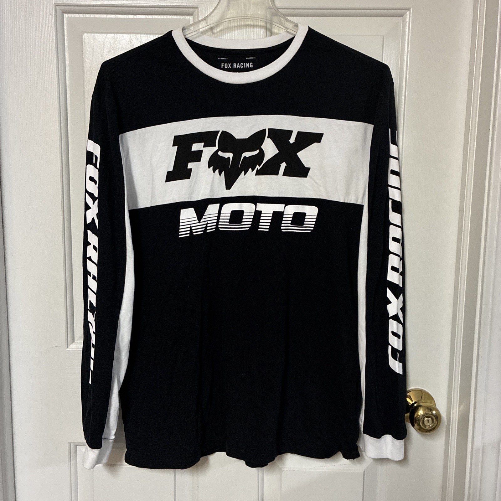Fox Racing Long Sleeve Motocross Graphic Shirt Black White Mens Size L