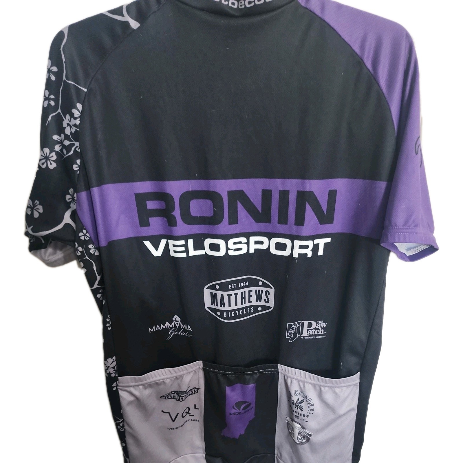 Voler Men’s Cycling Shirt Short Sleeve Full Zip 3 Back Pockets Size L Multicolor