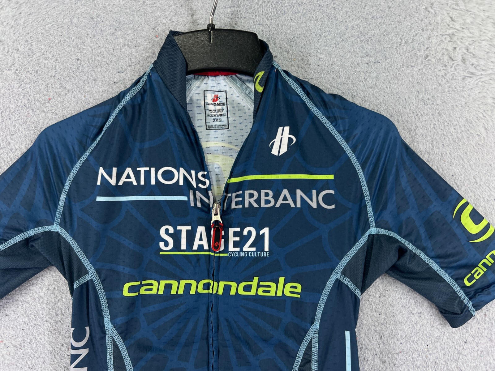 Hincapie Cycling Jersey Adult 2XS XXS Blue Full Zip Short Sleeve Polyester