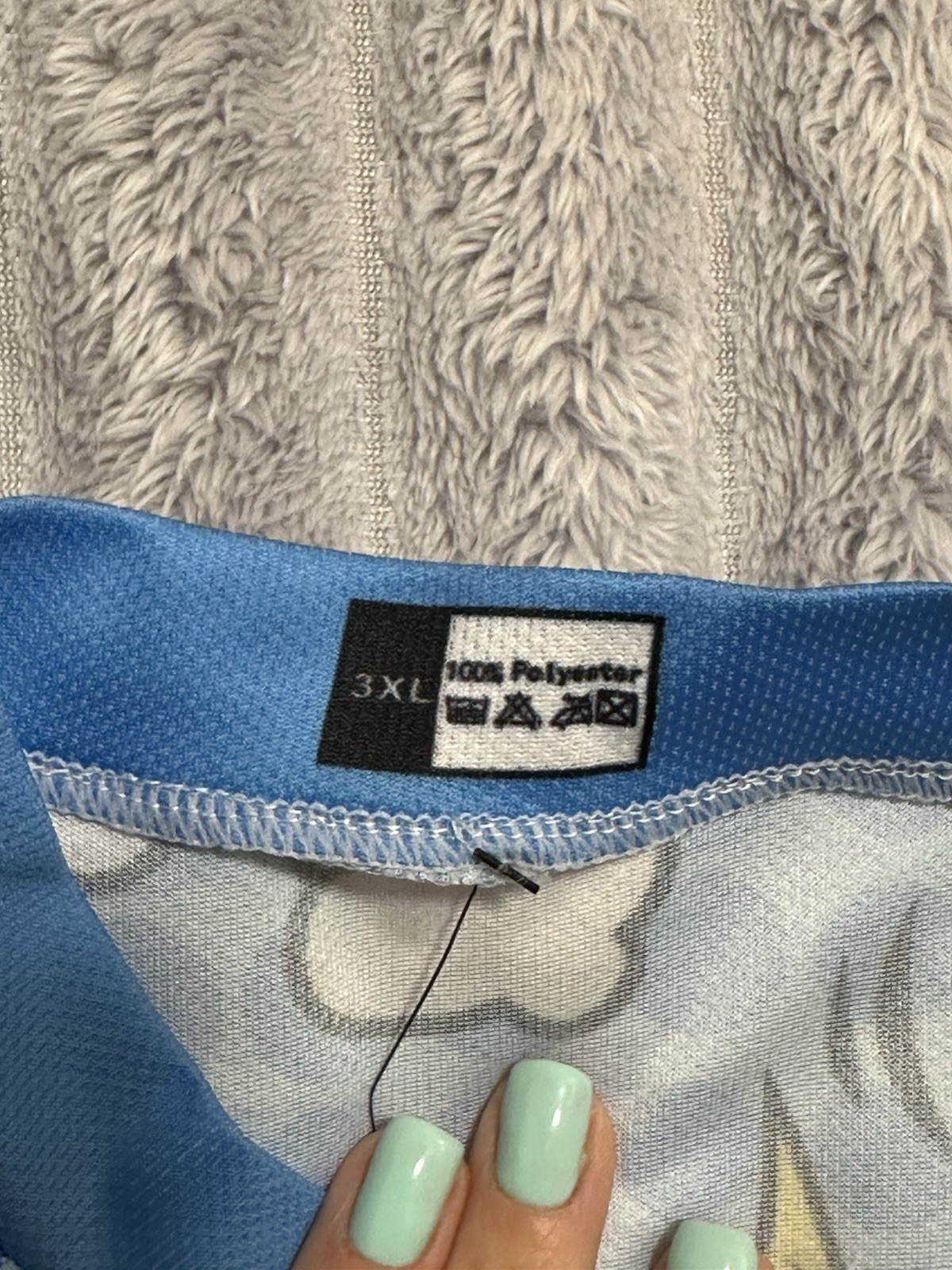 3XL Full Zip Long Sleeve Cycling Jersey Mock Neck Pockets Comic Print Blue