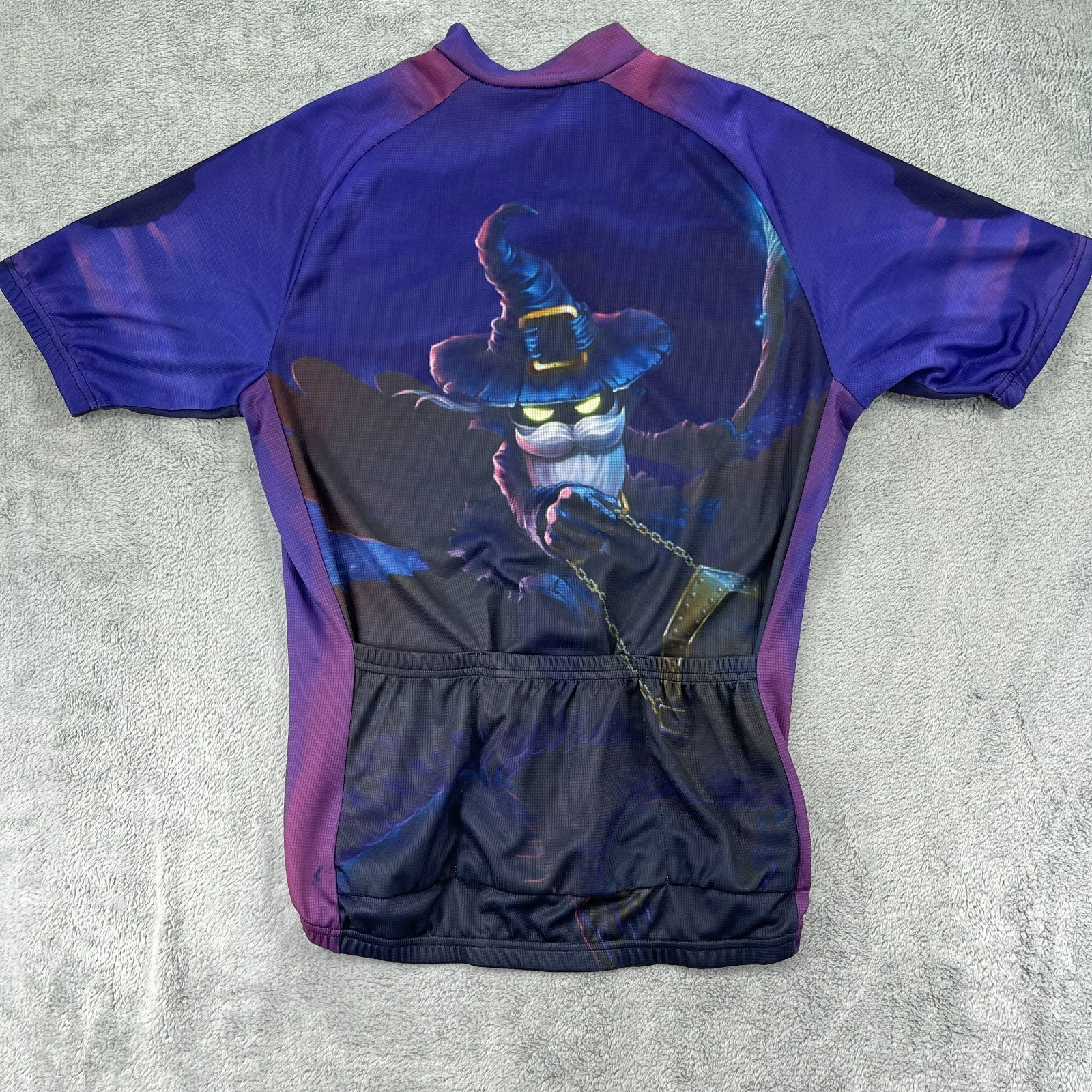 Xintown Cycling Jersey Men Large Purple Blu Graphic Print Raglan Sleeve Full Zip