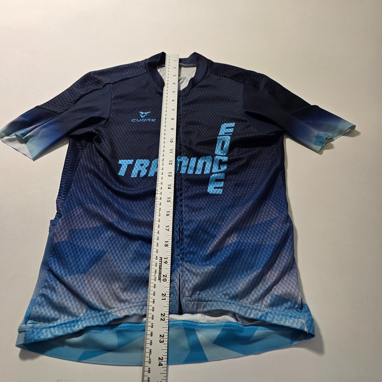Cuore Cycling Jersey Mens S Blue Training Edge Graphic Stretch Full Zip Athletic
