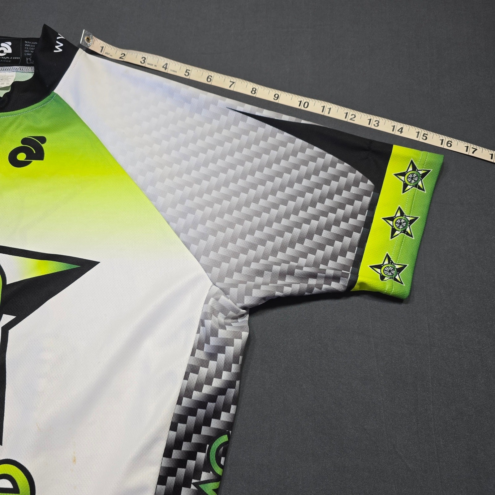 Evolve Bicycle White Green Cycling Shirt Club Cut Short Sleeve Full Zip Mens XXL