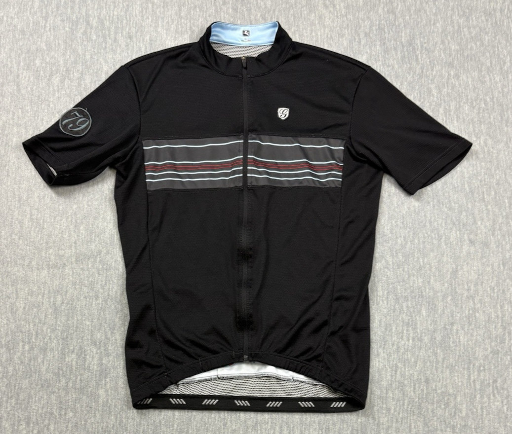 Giordana Sport Jersey Mens Small Black Striped Cycling Bike Wicking Short Sleeve