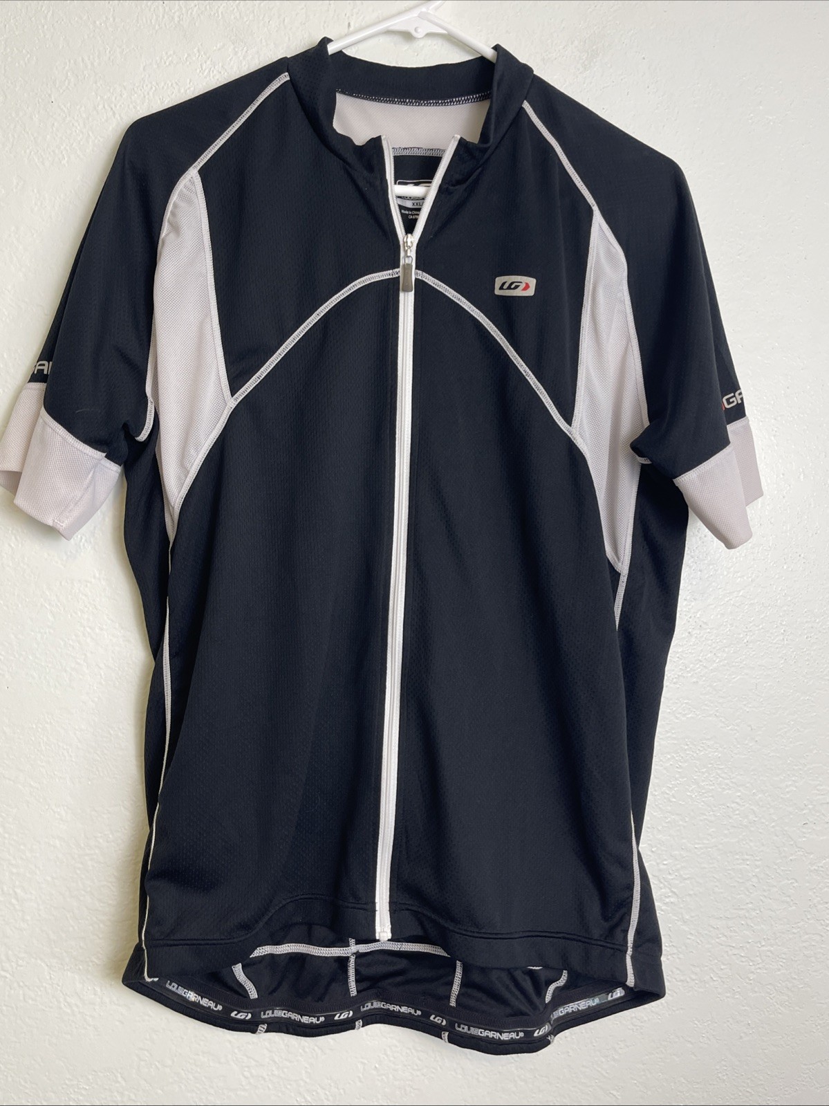 Men’s Louis Garneau Cycling Shirt Full-Zip Black/Silver Size XXL