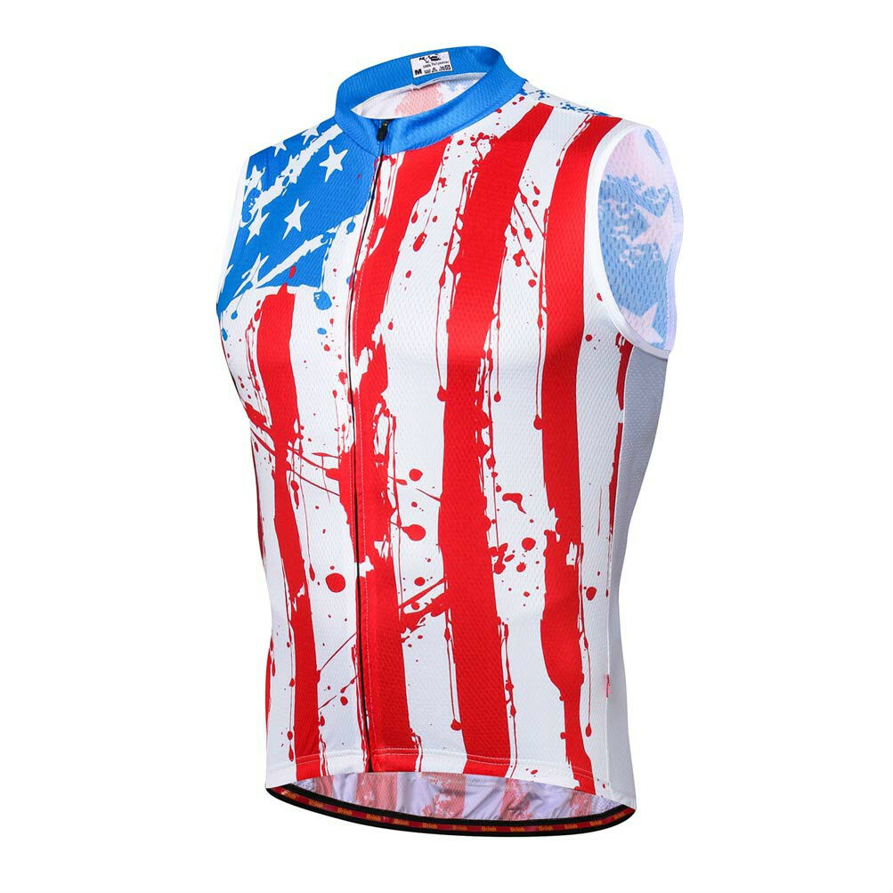 Men’s Reflective Biking Vest Top Sleeveless Cycle Cycling Jersey Shirts Full Zip