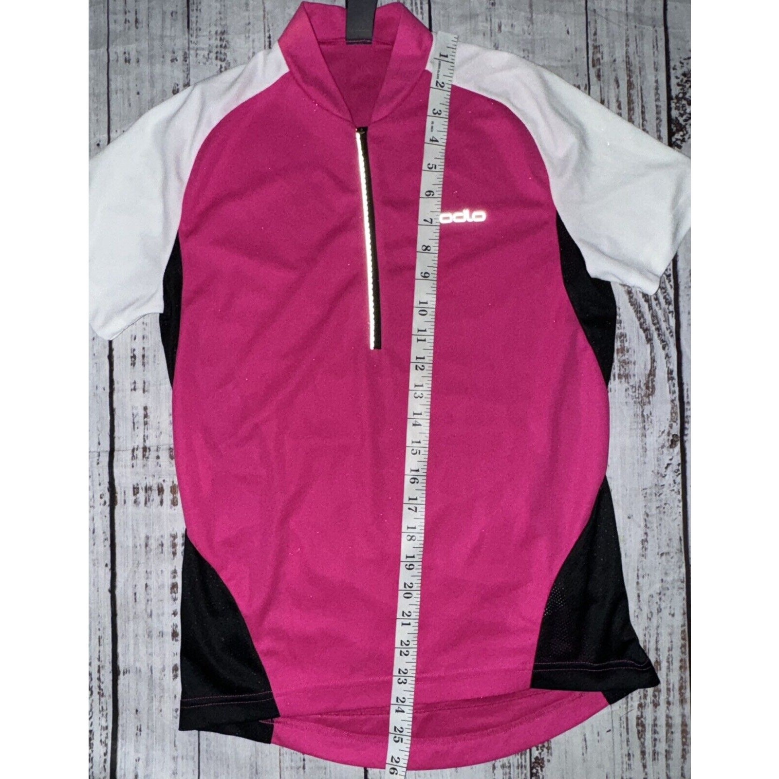 NEW Odlo Women’s 1/2 Zip Action Stand Up Collar Short Sleeve Cycling Tee S Pink