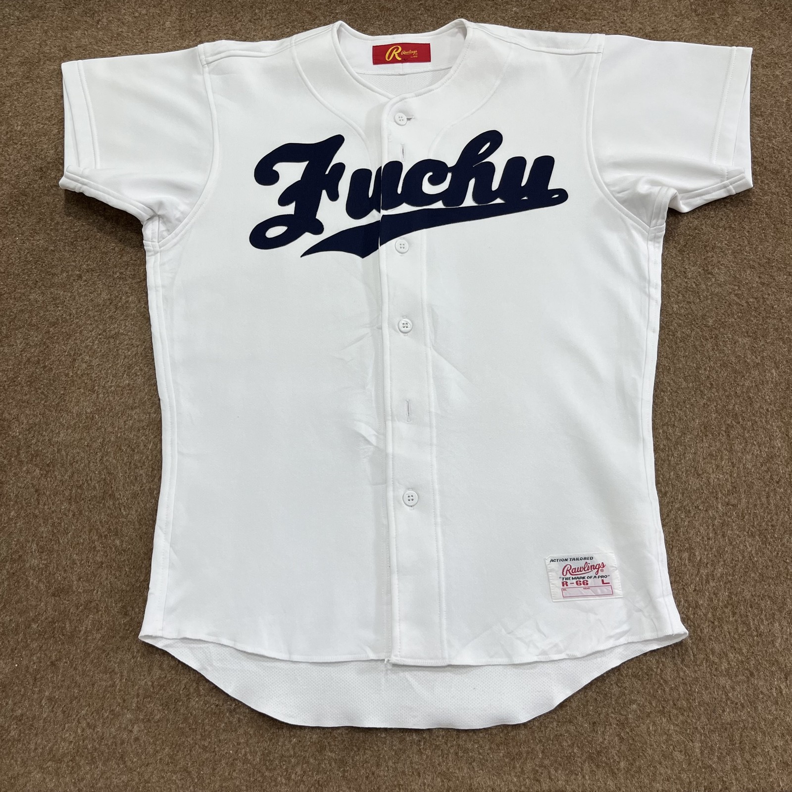 Rangers White Henley Baseball Jersey L Button Front Short Sleeve