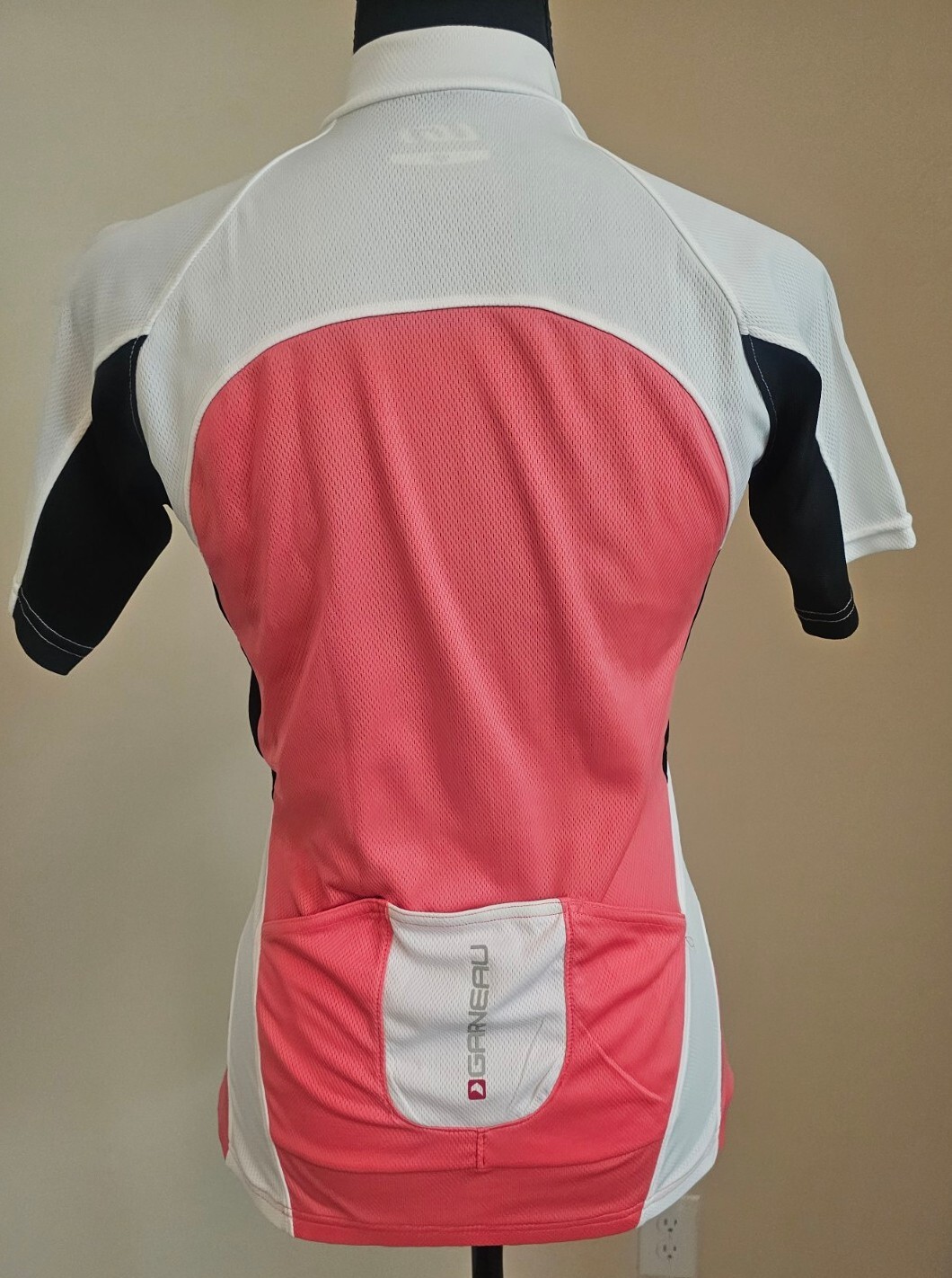 Louis Garneau Women’s Cycling Jersey Pink White Black 3/4 Zip Size Small