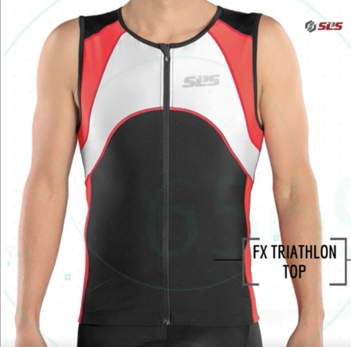 SLS3 Men’s Triathlon Top /Sleeveless Bike Jersey /Full Zipper/Men’s Large