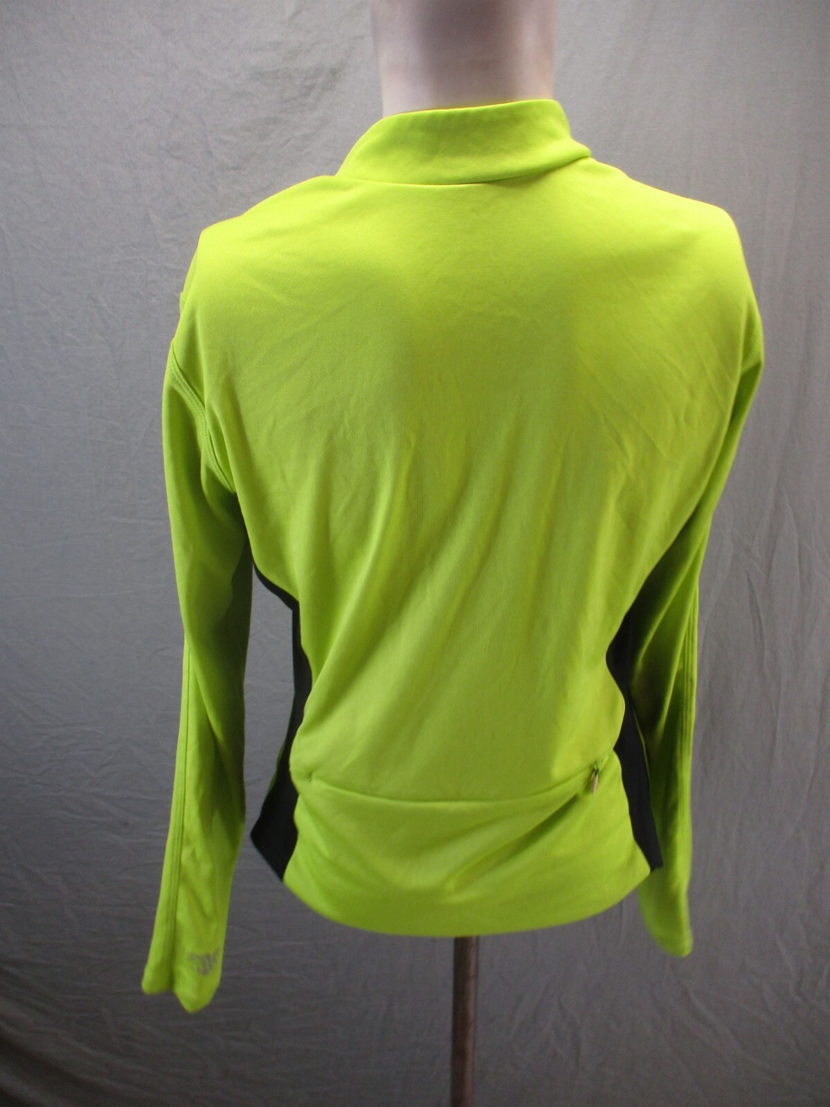 PEARL IZUMI Size L Womens Lime 1/2 Zip Stand Collar Pocket Cycling Pullover 369
