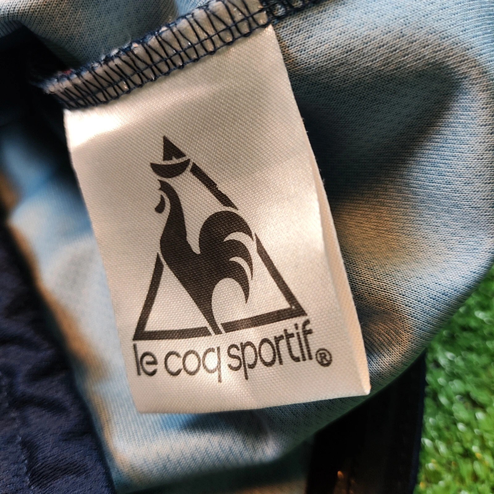 Le Coq Sportif Cycle Line Shirt Adult Medium Blue 1/4 Zip Stretch Back Pocket *