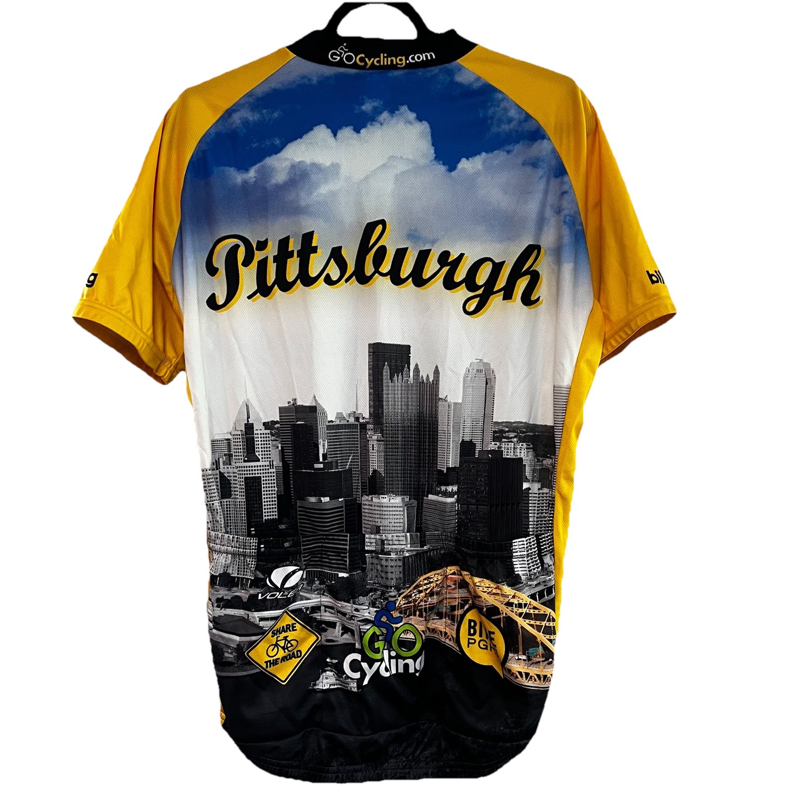 Large Pittsburgh Skyline Cycling Bike Jersey Biking Top Bicycle Shirt Men’s Size