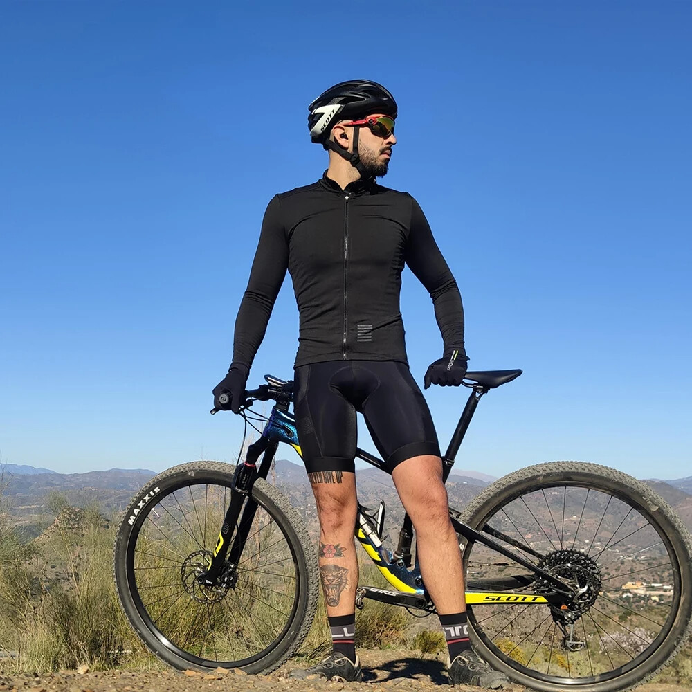 Winter Cycling Jersey Men Thermal Fleece Bicycle Clothing Road Bike Tops 5-15℃