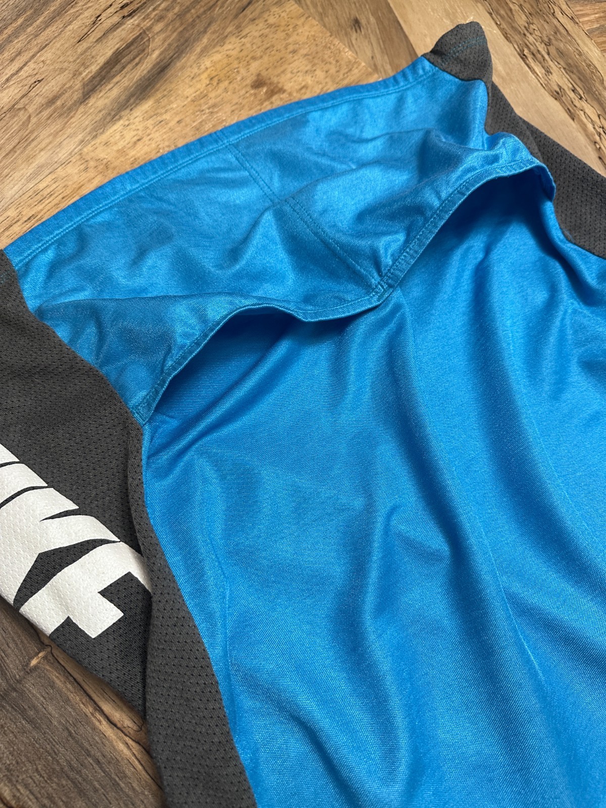 Vintage Nike Cycling Jersey Grey Tag Blue Spell Out Mesh 1/4 Zip XL 90s