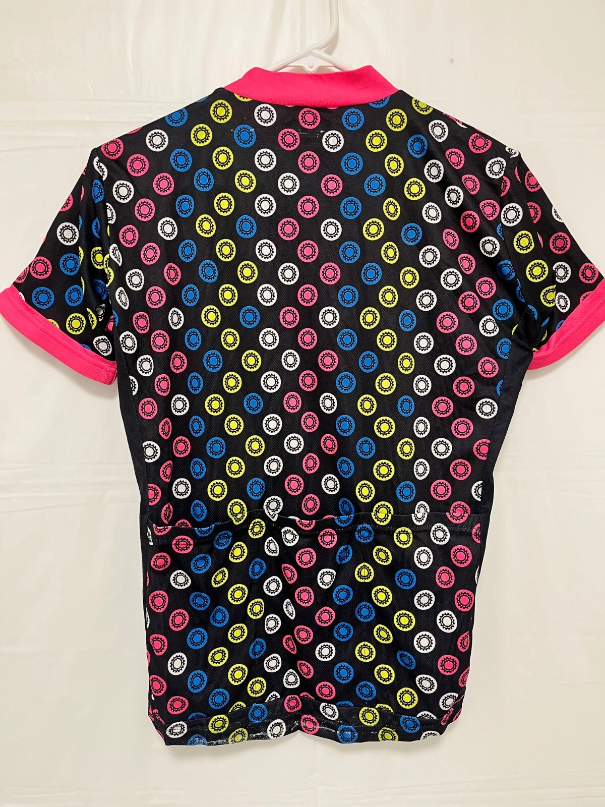 Cycling Jersey Womens Size L Short Sleeve Rear Pockets 3/4 Zipper