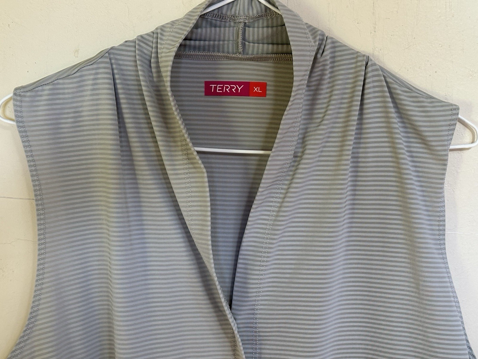 Terry Womens Sleeveless Cycling Jersey Two Greys Wrap Neck Pullover XL USA
