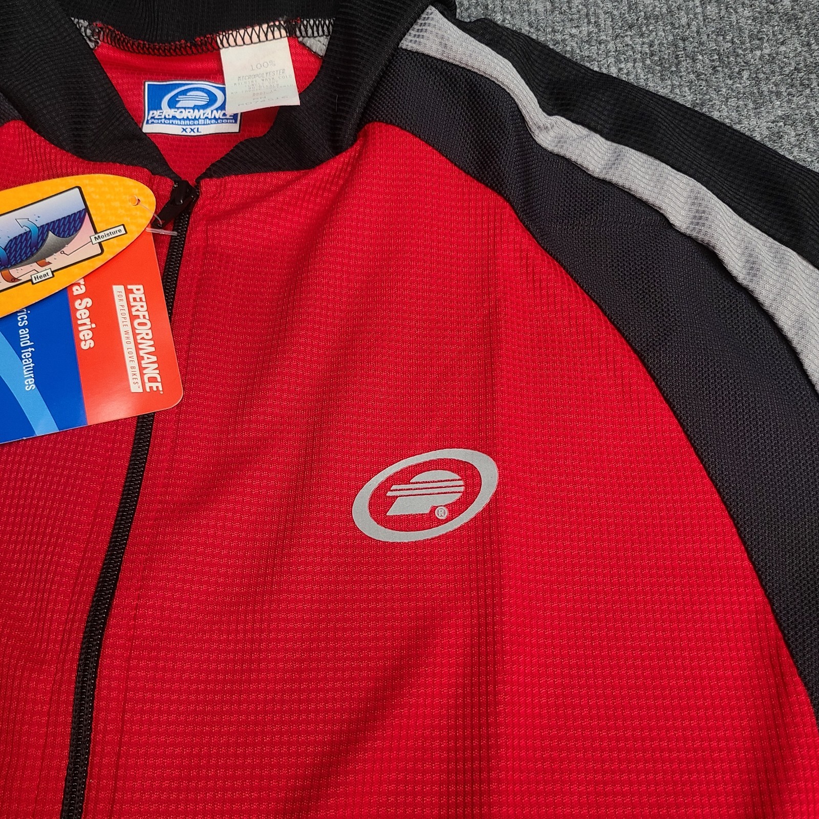 Performance Shirt Mens Large 2XL XXL Red Gray Zip SS Ultra Cycling Jersey New