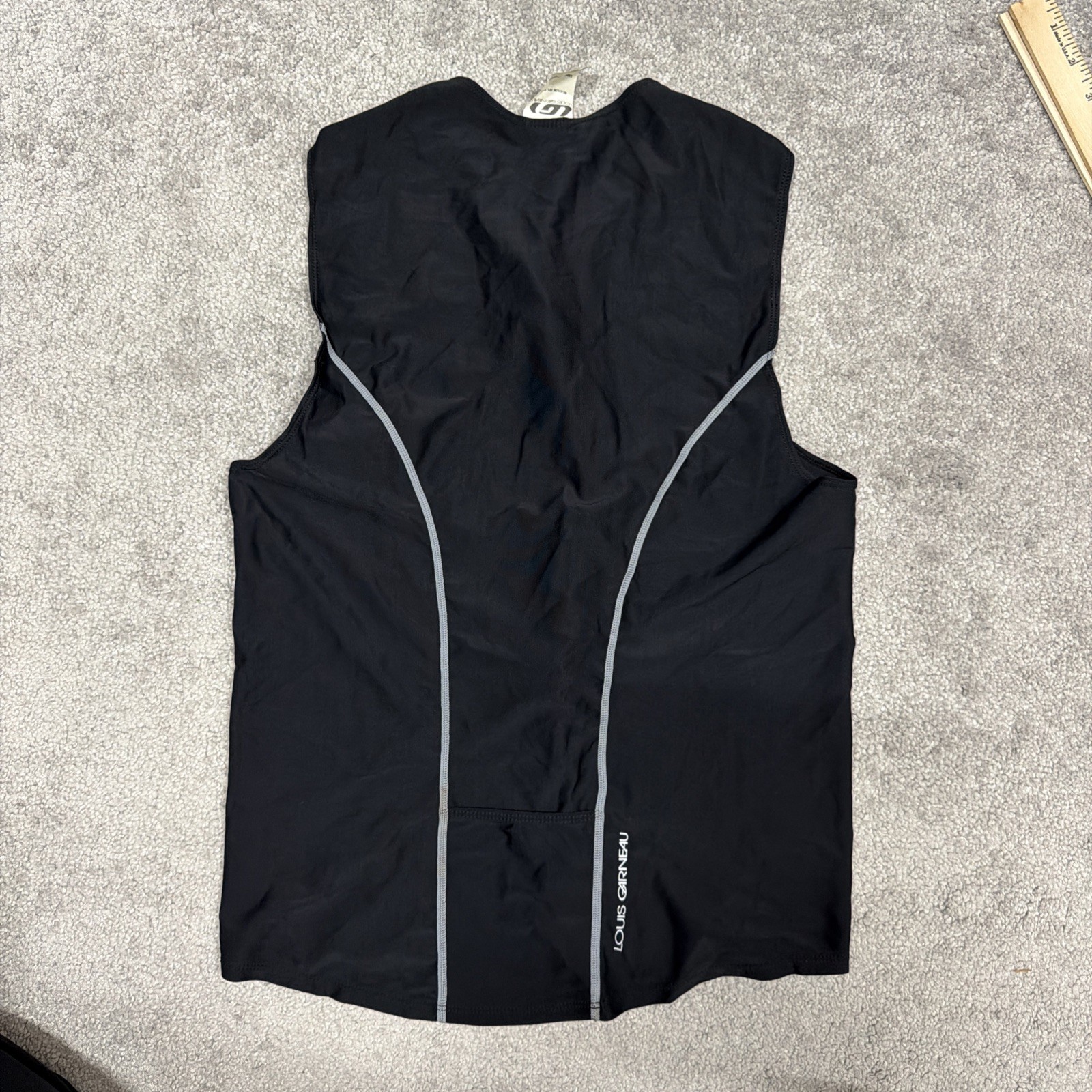 Louis Garneau Triathlon Race Men’s Sz Large Sleeveless Jersey Back Pocket Black