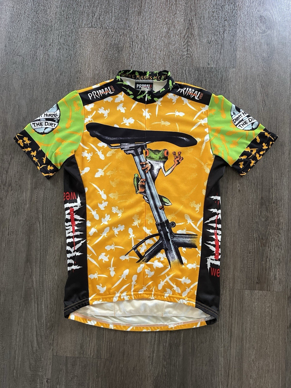 Primal Wear Green Frog Dont Hurt the Dirt SS 3/4 Zip Cycling Jersey Size:M RARE!