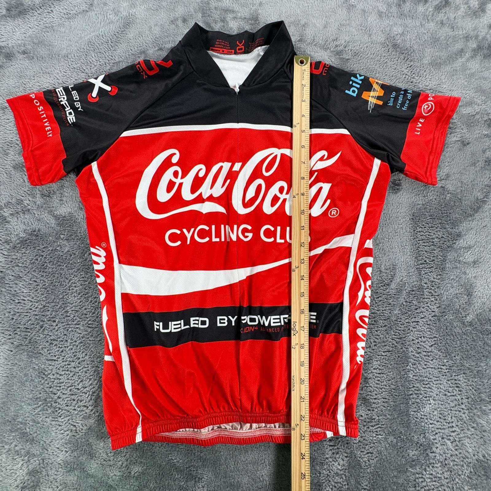 Vomax Coca Cola Cycling Club Bike Jersey Women Medium USA Made 3/4 Zip Vintage